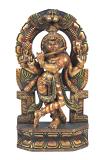 Hand Carved Artistic Vaagai Wooden Flute Krishna Statue 18" 